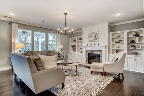 Asheboro 7127 | Eastwood Gallery | Eastwood Homes Fireplace Organization, Model Homes Interiors Photo Galleries, Style Fireplace, Island With Seating, Farmhouse Decor Living Room, Stylish Living Room, Model Homes, Home Builders, Home Living Room