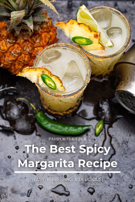 Discover the best spicy margarita recipe that's easy, refreshing, and delicious! Perfect for happy hour or any occasion, this drink combines a classic margarita taste with a spicy kick. Spicy Marg Recipe, Best Spicy Margarita Recipe, Spicy Margarita Recipe Easy, Spicy Margarita Recipes, Chamoy Margarita, Reposado Margarita, Spiced Margarita, Margaritas Recipes, Diy Margarita