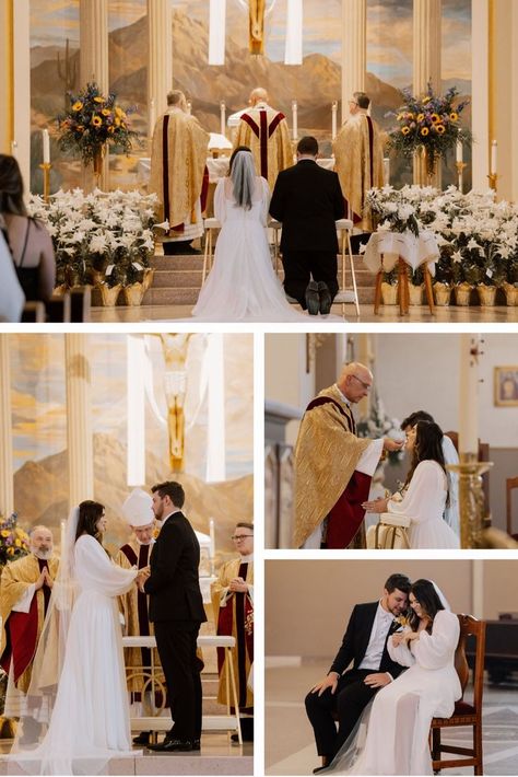 Catholic Wedding Photos, Diy Backyard Reception, Catholic Wedding Ideas, Catholic Wedding Aesthetic, Catholic Wedding Photography, Catholic Wedding Dresses, Christ Centered Wedding, Wedding Cermony, Church Wedding Photos