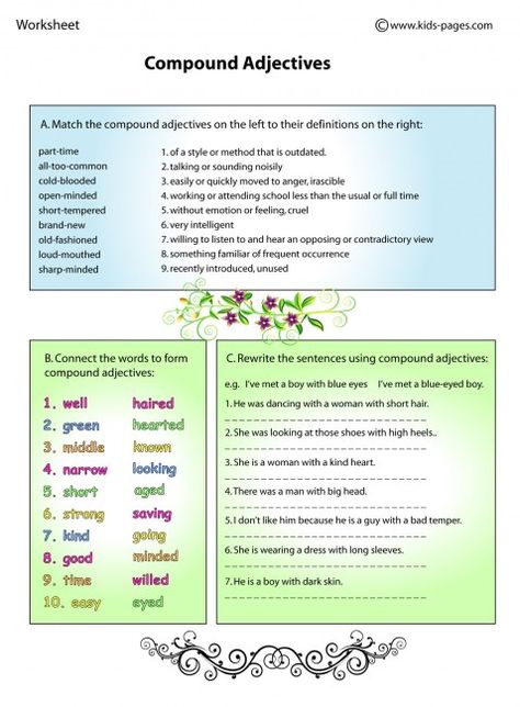 Compound Adjectives worksheets Compound Adjectives Worksheets, Worksheet On Adjectives Class 5, Comparison Adjectives Worksheets, Degrees Of Adjectives Worksheets, What Is A Compound Word, Compound Words Worksheets, Adjectives Activities, Adjective Worksheet, Prefixes And Suffixes