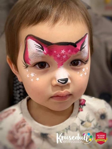 Kristin Olsson | Girl face painting, Face painting, Face painting easy Half Face Painting Ideas, Quick Face Paint Designs, Toddler Face Painting Ideas, Toddler Face Paint, Face Paint Animals, Face Painting Inspiration, Face Painting Animals, Half Face Painting, Animal Face Paint