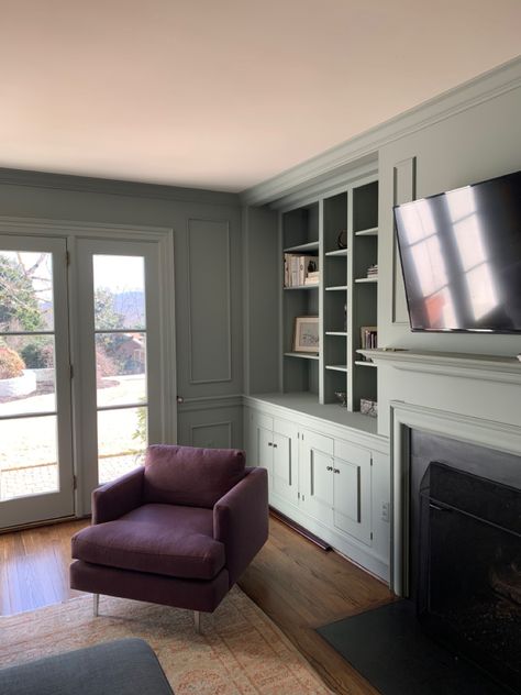 Green walls, gray green Sherwin Williams Paint Inspiration, Acacia Haze Sherwin Williams Living Room, Arcadia Haze Sherwin Williams, Acacia Haze Bedroom, Acacia Haze Sherwin Williams Cabinets, Sw Acacia Haze, Acacia Haze Sherwin Williams, Sherwin Williams Acacia Haze, Acacia Haze