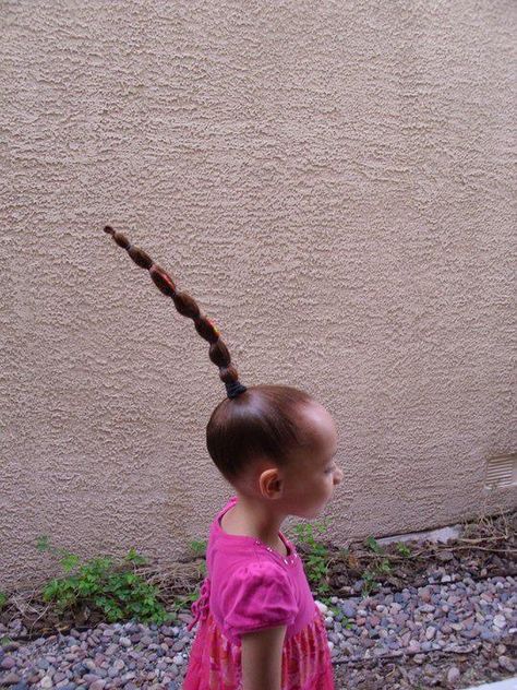 Crazy Hair Day Ponytails, Funny Braids Hairstyles, Jail Hairstyles, Crazy Hair Inspiration, Gross Hair Hairstyles, Crazy Hair Day High School, Crazy Long Hairstyles, Really Cool Hairstyles, Weird Hair Styles