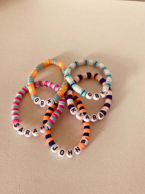 Outer Banks Clay Bracelets, Team Conrad Clay Bead Bracelet, Boho Bracelets Clay Beads, P4l Bracelet Ideas, Jj Maybank Clay Bead Bracelet, Obx Clay Bracelets, Obx Clay Bead Bracelet Ideas, Clay Beads Bracelet Ideas For Besties, Pouge Life Bracelets