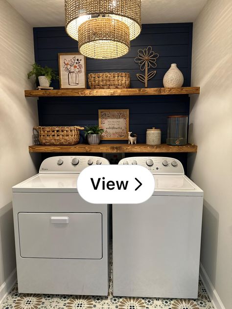 Lemon8 · Dream laundry room? Yes, please! 🙋🏼‍♀️🧺 · @Redhead_Renos Laundry Wallpaper, Laundry Room Decor Ideas, Laundry Room Organization Ideas, Garage Laundry Rooms, Narrow Laundry Room, Laundy Room, Laundry Room Update, Laundry Shelves, Laundry Room Ideas Small Space