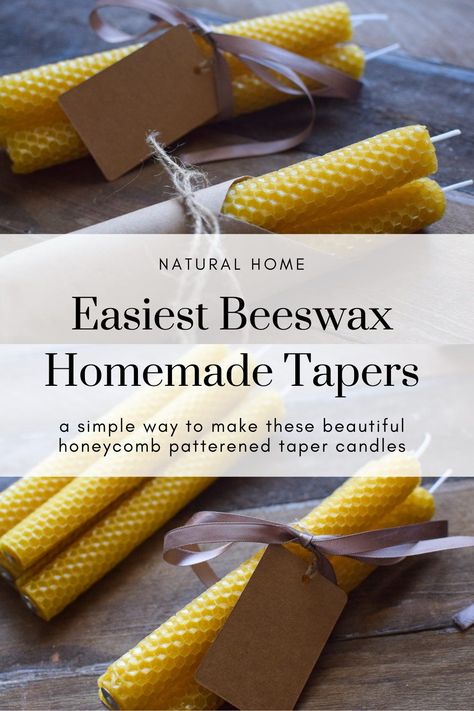 These beautiful honeycomb patterned taper candles look so lovely and charming, are easy to make and fun to give as a homemade handcrafted gift. Burning beeswax candles helps to clean the air naturally while providing a beautiful warm glow. Come along while I show you what you will need and how to make these beautiful beeswax taper candles. Making Beeswax Candles, Homemade Beeswax Candles, Beeswax Recipes, Beeswax Candles Diy, Natural Beeswax Candles, Fabric Refresher, Honey Brand, Beeswax Taper Candles, Beeswax Tapers