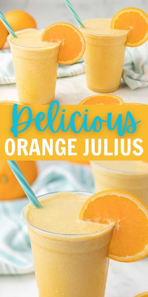 Oj Smoothie Recipes, Orange Julius Recipes, Peach Julius Recipe, How To Make Orange Julius, Protein Orange Julius Recipe, Diy Orange Julius, Orange Julius Recipe With Orange Juice, What To Make With Orange Juice, Dairy Free Orange Julius