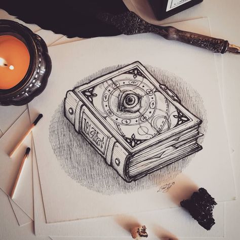 #inktober2019 Day 7 ~ Enchanted ~ 📖 . . . . . . . . #inktober #inkdrawing #day7 #enchanted #book #spellbook #eye #artwork  #illustration��… Spell Book Illustration, Spellbook Fantasy Art, Spell Book Drawing, Magic Book Drawing, Eye Artwork, Enchanted Book, Magic Spell Book, Book Drawing, Magic Book