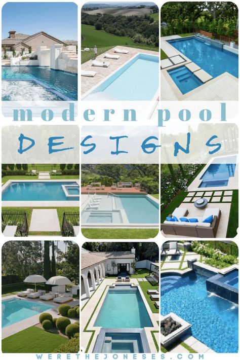 Best Pool Designs Modern, Rectangle Pool Concrete Ideas, Rectangle Modern Pool, Rectangle Pool Patio Ideas, Pool Landscaping Ideas Inground Simple, Rectangle Pools With Spa, Best Swimming Pool Designs, Rectangle Pools Backyard, Rectangular Pools With Spas