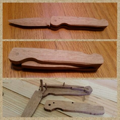 Diy Wooden Knife, Unique Pocket Knives, Wooden Pocket Knife, Wood Carving Ideas, Wood Carving For Beginners, Diy Knife, Knife Patterns, Wooden Knife, Wood Knife