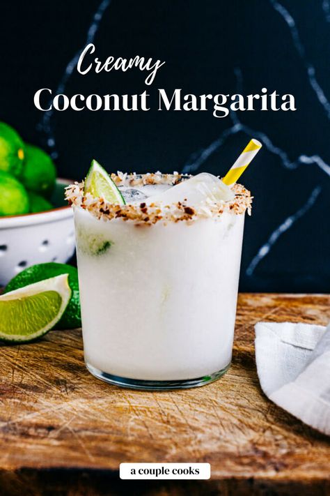 Coconut Margarita Recipe, Coconut Cocktails, Coconut Martini, Coconut Tequila, Cocktail Margarita, Tequila Recipe, Coconut Margarita, Coconut Drinks, Couple Cooking