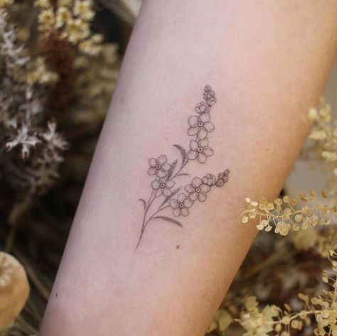 Forget Me Not Tattoo, Inner Forearm Tattoo, Single Needle Tattoo, Small Flower Tattoos, Lily Tattoo, Wrist Tattoos For Women, Cute Tattoos For Women, Little Tattoos, Mini Tattoos