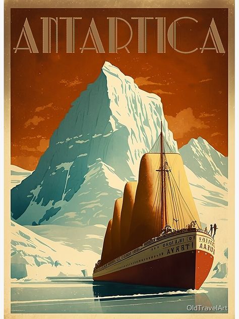 "Antarctic Voyage Vintage Travel Art Poster" Postcard for Sale by OldTravelArt Vintage Ads Poster, Vintage Posters Art Deco, 1920s Art Deco Posters Vintage Travel, Fantasy Travel Posters, Vintage Travel Poster, 1920s Art Deco Posters, Vintage Travel Ads, Vintage Travel Posters Art Deco, Vintage Destination Posters