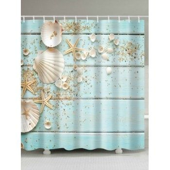 Ocean Bathroom Decor, Coastal Shower Curtain, Ocean Bathroom, Do It Yourself Decoration, Cheap Shower, Plastic Shower Curtain, Beach Shower, Blue Bath, Water Beads