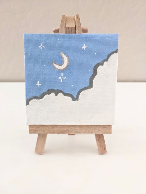 Small Canvas Easy Art, Easy And Simple Canvas Painting, Paintings Cute Aesthetic, Simple Drawing On Canvas, Mini Canvas Art Aesthetic Acrylic, Cute Canvas Art Easy, Small Diy Canvas Painting, Simple Cute Things To Paint, Mini Canvas Art Aesthetic Easy