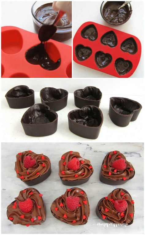 Chocolate Mousse Cups, Chocolate Bowls, Valentines Baking, Resep Diet, Valentine Desserts, Valentines Day Desserts, Valentines Day Food, Chocolate Bomb, Chocolate Hearts