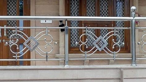 Front Porch Steel Railing Design For Balcony Stainless Steel Railing Design Balconies, Balcony Railing Design Stainless Steel, Steel Grill Design Balcony, Steel Balcony Railing Design, Steel Railing Design For Balcony, Balcony Design Railings, Railing Design For Balcony, Railing Design Balcony, Design For Balcony