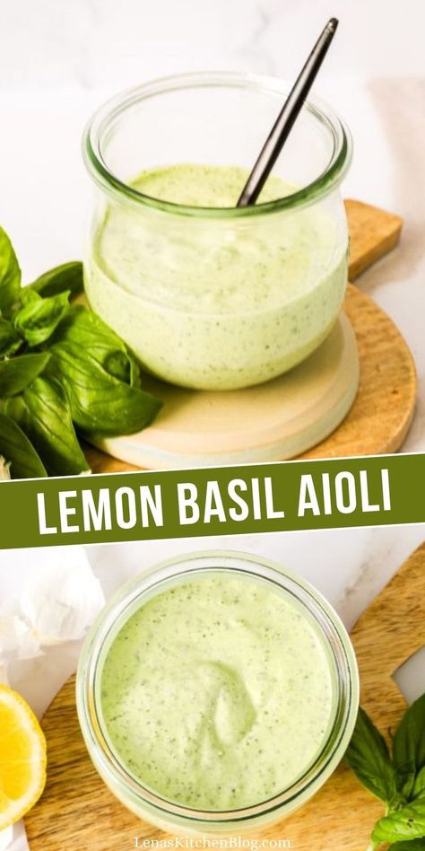 Basil Aioli Recipe, Fry Dip, Basil Aioli, Aioli Sauce, Salsa Sauce, Aioli Recipe, Homemade Sauce Recipes, Basil Recipes, Condiment Recipes