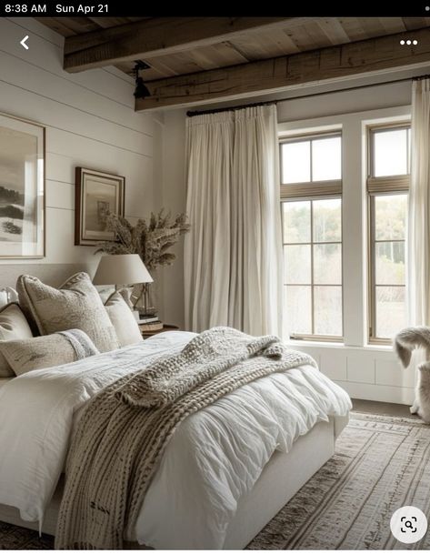 Cozy Farmhouse Bedroom, Casa Country, Room Redesign, Cozy Room Decor, Minimalist Room, Bedroom Refresh, Dream Room Inspiration, Farmhouse Bedroom, Master Bedrooms Decor