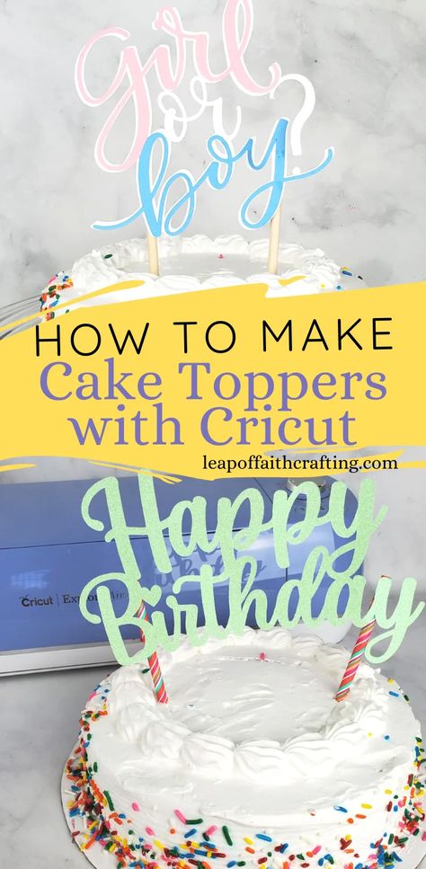 Diy Cupcake Toppers Cricut, Easy Cake Toppers Diy, Cricut Cupcake Toppers, Cricut Basics, Diy Cake Topper Birthday, Oh Baby Cake Topper, Cricut Cake, Grad Cake, Make Birthday Cake