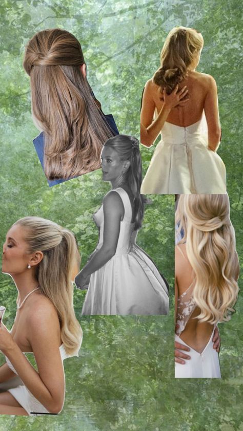 Half up half down wedding bridal hair Bouncy Half Up Half Down, Classic Half Up Wedding Hair, Bridal Hair Off Shoulder Dress, Pulled Back Bridal Hair, Blonde Wedding Hair Half Up Half Down, Wedding Hair Front Pieces Pulled Back, Bridal Hair Half Up Clean, Sleek Bridal Half Up Half Down, Bridal Hair Strapless Dress Hairstyles