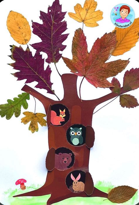 Idea For Decoration, Fall Kindergarten Crafts, Forest Animals Preschool, Forest Animal Crafts, Forest Crafts, Kindergarten Decorations, Autumn Animals, Kindergarten Art Projects, Christmas Cards Kids