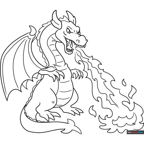 Free Fire Breathing Dragon Coloring Page for Kids Inside Out Coloring Pages, Dragon Craft, Realistic Dragon, Breathing Fire, Paper Dragon, Minecraft Coloring Pages, Dragon Coloring, Fire Drawing, Dragon Dreaming