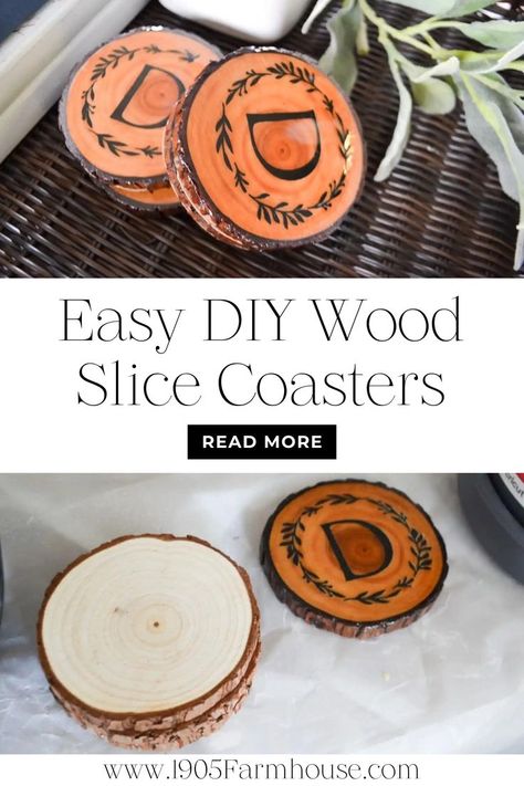 Discover how to add charm to your home with my latest DIY home décor blog post featuring easy DIY wood slice coasters. The perfect beginner DIY project, these wood slice coaster ideas will help add a touch of DIY handmade home décor to your home. Click the link to read more today! Birch Wood Slices Crafts, Wood Burnt Coasters, Diy Coasters Wooden, Coasters Diy Wooden, Wood Rounds Crafts, Diy Wooden Coasters, Resin Coasters Diy, Diy Wood Coasters, Wooden Coasters Diy