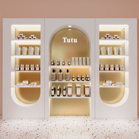 Cosmetic Interior Design, Makeup Shop Interior, Cosmetic Shop Interior Design Shelves, Cosmetic Shop Design Ideas, Cosmetic Store Design Interiors, Cosmetic Display Design, Makeup Store Interior, Jewellery Shop Display, Jewellery Display Cabinet