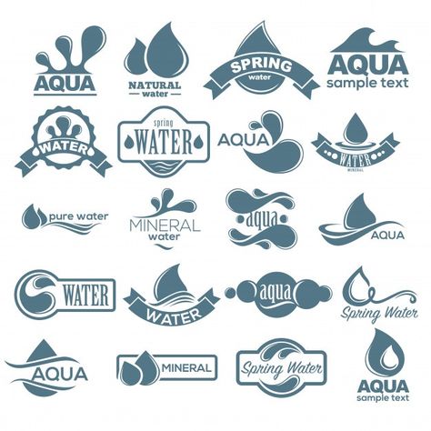 Bottled Water Logo, Water Bottle Logos, Mineral Water Brands, Aqua Logo, Water Drop Vector, Water Bottle Label Design, Logos Vintage, Water Icon, Water Packaging