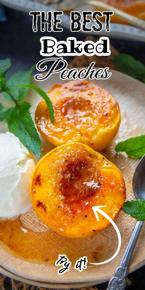 Healthy Peach Dessert Recipes, Healthy Peach Dessert, Peach Healthy, Baked Peaches, Spiced Peaches, Peach Dessert Recipes, Baked Peach, Healthy Summer Desserts, Peach Desserts