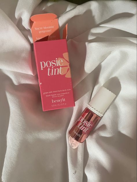 Posie Tint Benefit, Benefit Posie Tint, Benefit Blush Tint, Kawaii, Benefit Makeup Aesthetic, Benefit Cosmetics Aesthetic, Benetint Aesthetic, Aesthetic Lip Tint, Benefit Aesthetic