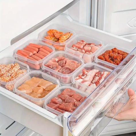 Refrigerator Frozen Meat Storage Box, Ice Cream Frozen Box, Sealed Food Preservation Box - Temu Meat Storage, Peti Sejuk, Freezer Storage Containers, Kitchen Accessories Storage, Freezer Containers, Food Storage Organization, Frosé, Freezer Storage, Essential Kitchen Tools