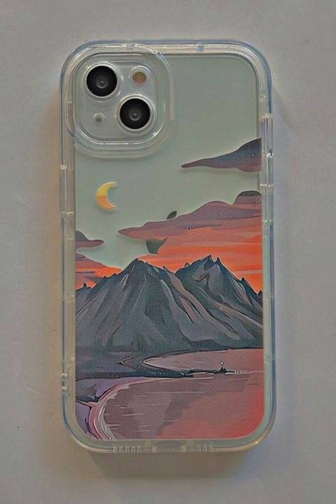 Custom Phone Cases Ideas, Anime Phone Cases, Phone Mask, Artsy Phone Cases, Anime Landscape, Cute Iphone Cases, Phone Case Diy Paint, Diy Phone Case Design, Anime Phone