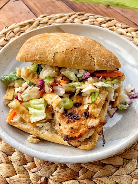 Polish Hamburgers, Asian Grilled Chicken, Grilled Chicken Sandwich Recipes, The Tipsy Housewife, Asian Grill, Tipsy Housewife, Grilled Chicken Sandwich, Chicken Sandwich Recipe, Seven Layer Salad