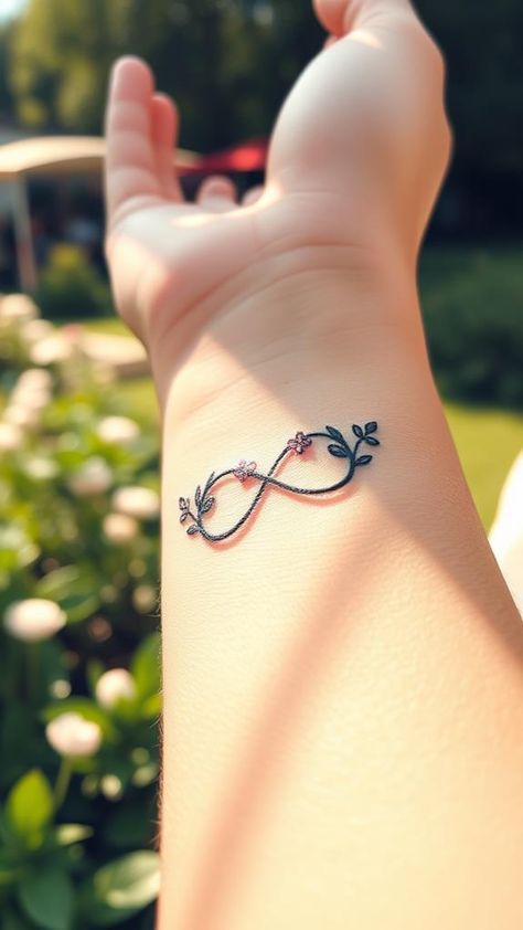 Explore 12 stunning infinity tattoos that symbolize everlasting love, but which design will truly capture your unique story? Discover the perfect choice for you! Pretty Infinity Tattoos, Infinity Tattoo Best Friends, Infinity Tattoo With Butterfly, Infinity Line Tattoo, Double Infinity Tattoo Designs, Tattoos For Women Infinity, Infinite Tattoos For Women, Infinity Bracelet Tattoo, Infinity Tattoo With Initials