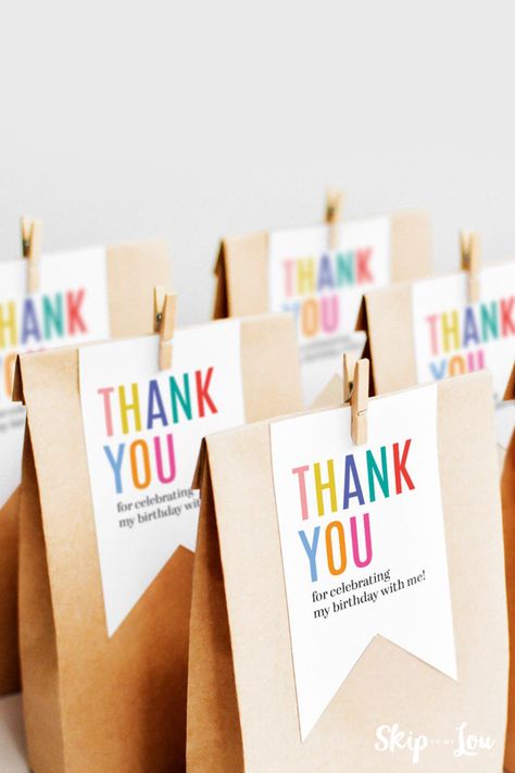 1st Bday Party Favors Goodie Bags, Thank You For Coming Gifts Treat Bags, Birthday Party Classroom, Party Favor Thank You Tags, Thank You Birthday Tags, Gift Bag For Birthday Party, Goodie Bag Packaging Ideas, Thank You Treat Bags, Goodie Bag Thank You Tags