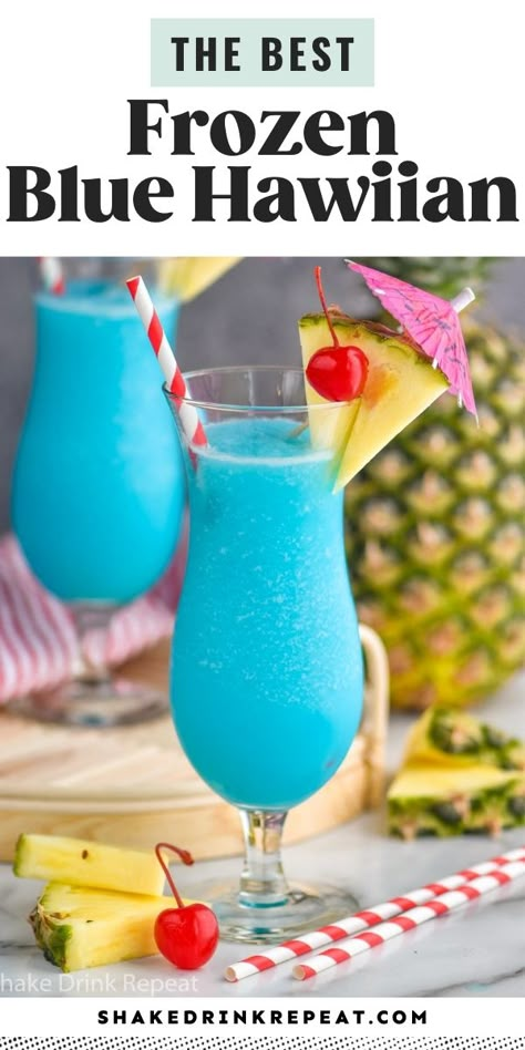 The Tipsy Dolphin Drink, Blue Hawaiian Mocktail Recipe, Hawaiian Alcoholic Drinks, Tropical Drinks Recipes Alcohol, Tropical Drinks Non Alcoholic, Blue Hawaiian Drink Recipe, Frozen Alcoholic Drinks Recipes, Frozen Alcoholic Drinks, Blue Hawaiian Drink