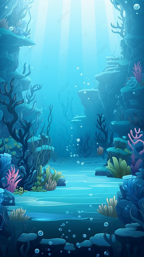 Deep Sea Plant Rock Cartoon Sea Water Advertising Background Deep Sea Wallpaper, Under The Sea Background, Underwater Drawing, Mermaid Background, Underwater Cartoon, Underwater Background, Ocean Drawing, Sea Drawing, Ocean Illustration