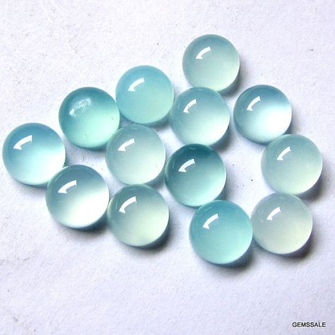 50 pieces 6mm Aqua Chalcedony Cabochon Round Gemstone 6mm Color Aqua, Aqua Chalcedony, Green Peridot, Pink Amethyst, Aqua Green, London Blue Topaz, Faceted Gemstones, Remodel Ideas, Turquoise Stone