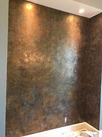 Metallic Paint Walls, Bronze Light Fixture, Bronze Furniture, Furniture Finish, Polished Plaster, Wall Painting Techniques, Diamond In The Rough, Copper Paint, Wall Texture Design