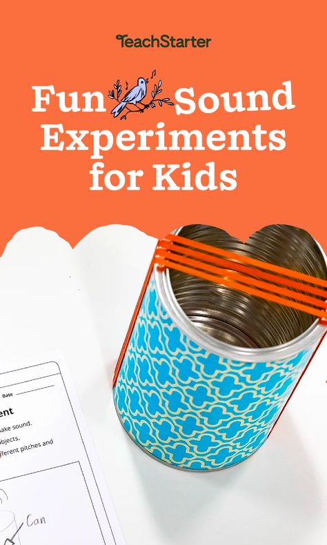 STEM experiments for elementary kids: Use these fun sound experiments to teach students about sound energy! Sound Science Experiments For Kids, Sound Experiments For Kids, Sound Activity For Kids, Energy Experiments For Kids, Sound Energy Activities, 3rd Grade Science Projects, Sound Experiments, Light Experiments, Energy Kids