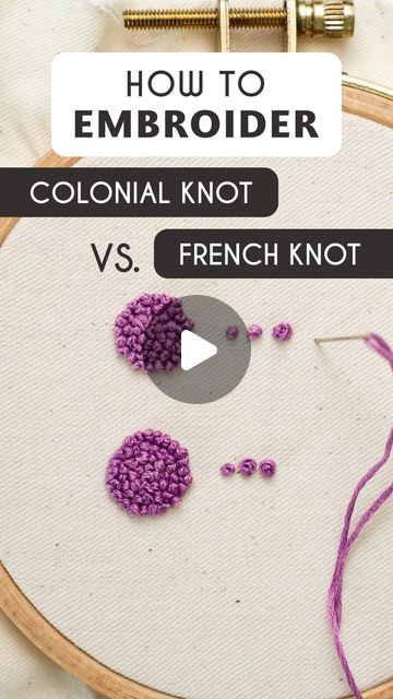 French Knot Vs Colonial Knot, Best Embroidery Thread, French Knot How To, Embroider French Knot, French Knot Stitch Tutorial, How To Embroider French Knot, Colonial Stitch Embroidery, Embroidery Dots French Knots, French Knot Letter Embroidery