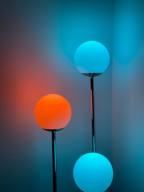 Ikea lamp eith color changing light bulbs sets mood perfectly Colour Changing Lamp, Lamp Lighting Living Room, Mood Lamp Aesthetic, Fun Lighting Ideas, Light Bulbs Aesthetic, Bedroom Lighting Night, Cool Ceiling Lights, Ambient Lighting Aesthetic, Living Room Ambient Lighting