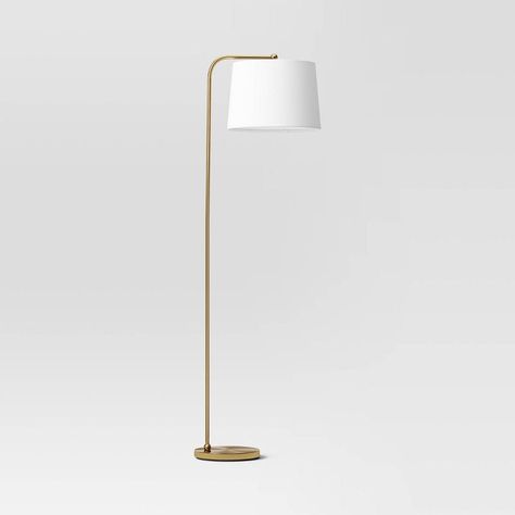 Nursery Floor Lamp, Modern Cottage Living Room, Metal Column, Floor Lamp Brass, Metal Columns, Future Room, Floor Lamp Bedroom, Floating Lights, Gold Floor Lamp