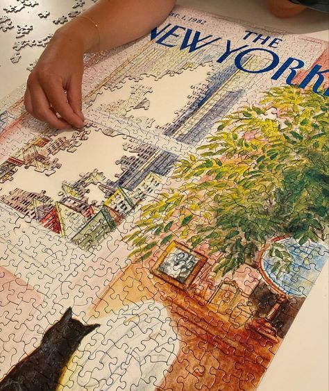 Puzzle Pictures Ideas, Mood Board Pics Aesthetic, Christmas Puzzle Aesthetic, The New Yorker Puzzle, New Yorker Puzzle, Doing Puzzles Aesthetic, Christmas Break Aesthetic, Puzzling Aesthetic, New Years Goals Aesthetic