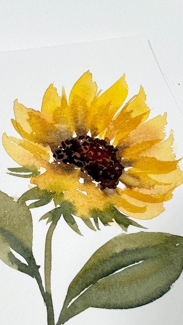 Emma Lefebvre, Sunflower Watercolor Painting, Paint Easy, Emma Jane, Watercolor Flowers Tutorial, Watercolor Paintings For Beginners, Diy Watercolor Painting, Watercolor Paintings Easy, Watercolor Flower Art