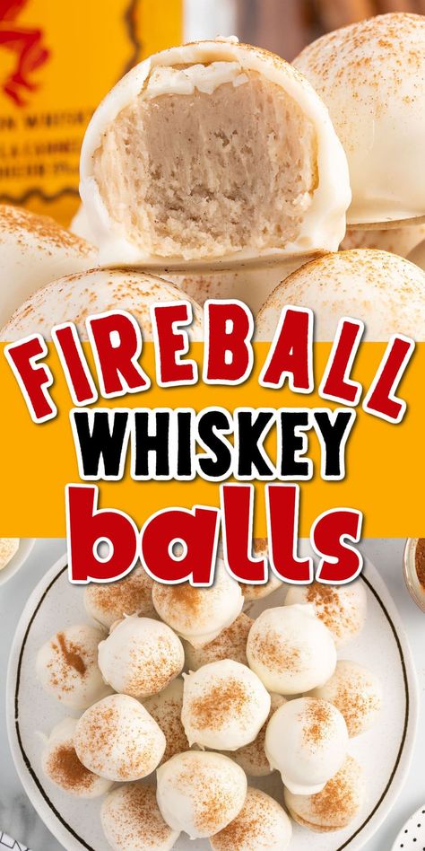 Cake Mix Cream Cheese, Whiskey Balls, Fireball Recipes, Cinnamon Whiskey, Fireball Whiskey, Alcoholic Desserts, Boozy Desserts, Candy Recipes Homemade, Christmas Candy Recipes