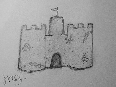 Sandcastle Tattoo, Sand Castle Tattoo, Sand Castle Drawing, June Doodles, Castle Sketch, Castle Tattoo, Castle Drawing, Doodles Drawings, Cute Doodles Drawings