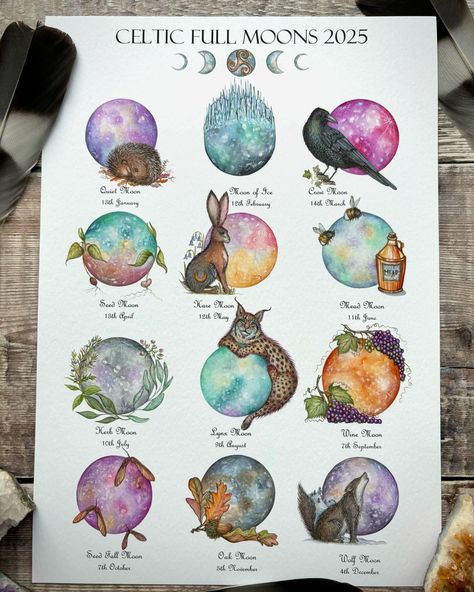 Happy Wednesday folks! The 2025 Celtic moon calendars have arrived at last! There are 3 variations-2 different fonts for the 2025 versions, and a dateless one for those who prefer their wall art to stay put! I’ve also updated my previous design for 2025! I sound excited because, honestly I am! 🤣 I love tinkering around at the end, making it all work and praying that it will! They’re all now live on the website (although I’ve had some fun tech issues getting them there 🤪) with an upda... Full Moon Calendar, Moon Chart, Cold Moon, Celtic Moon, Moon Calendar, Dream Symbols, Lunar Calendar, Just Us, Wolf Moon